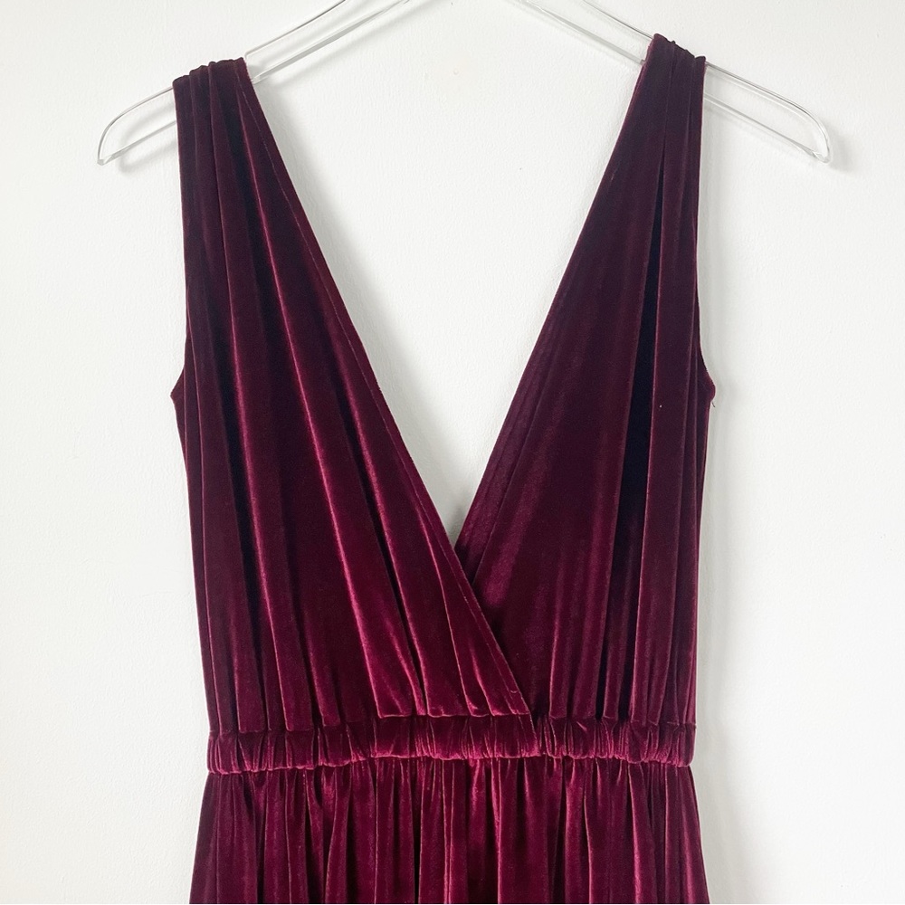 Ripley Rader 2 Velvet Dress Burgundy Red Low Deep Cut V Neck - Picture 6 of 11